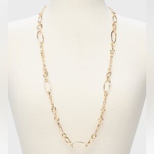 Hammered link gold tone necklace